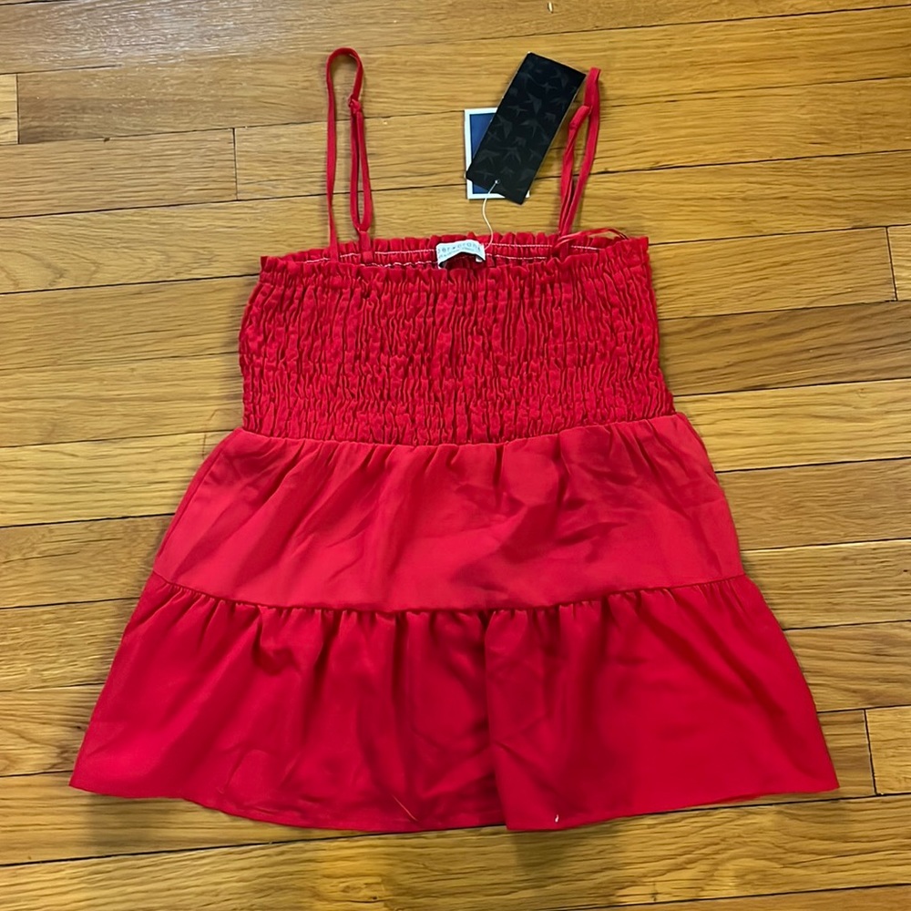 Red flowy tank